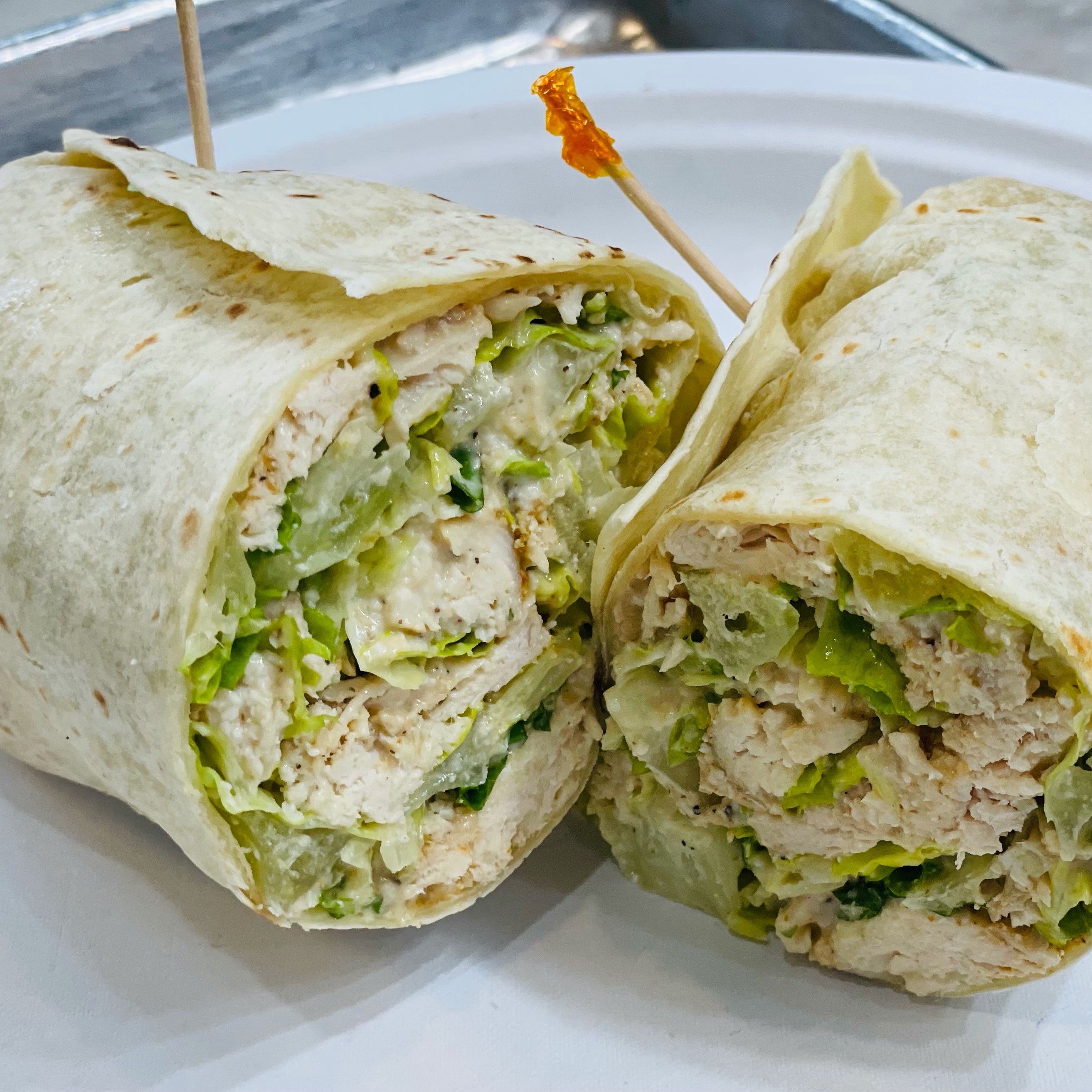 Blackened Chicken Caesar Wrap.